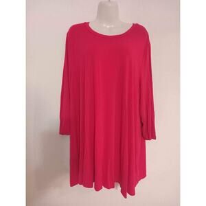 JESSICA LONDON Kelly Pink T-Shirt 22/24 Plus Size 3X crew neck 3/4 Sleeves